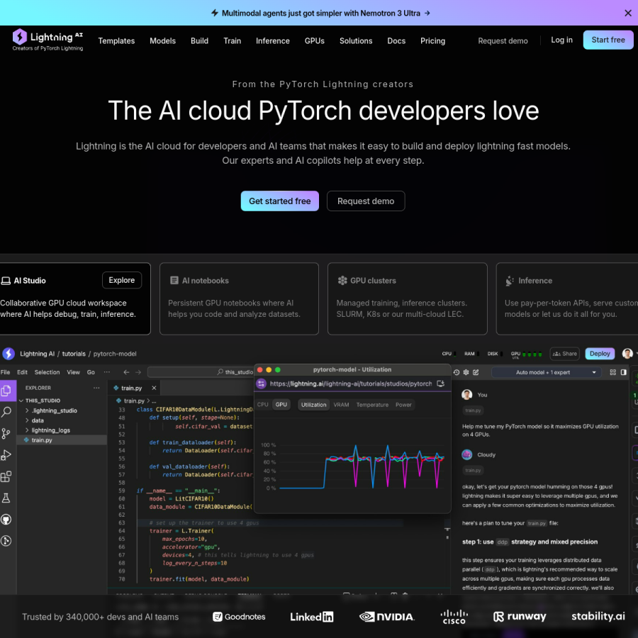 lightning.ai homepage screenshot