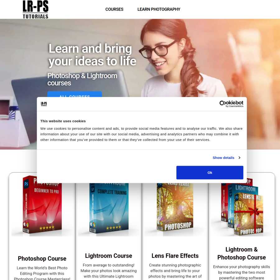 lightroom-photoshop-tutorials.com homepage screenshot