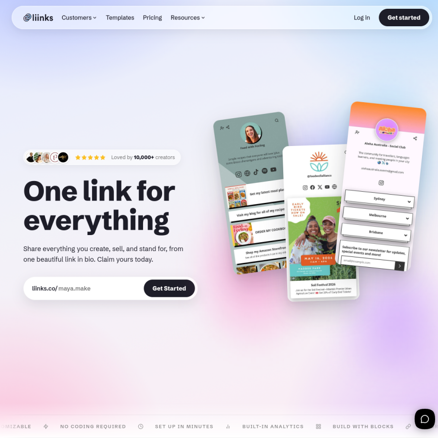 liinks.co homepage screenshot