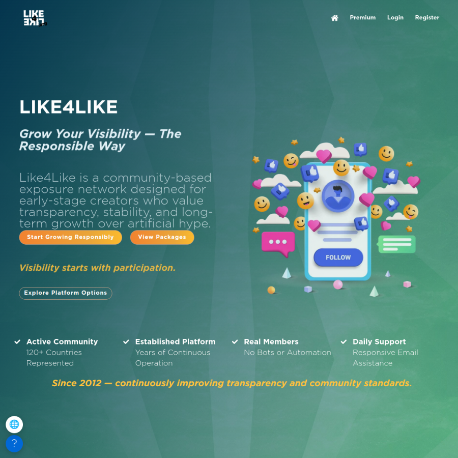 like4like.org homepage screenshot