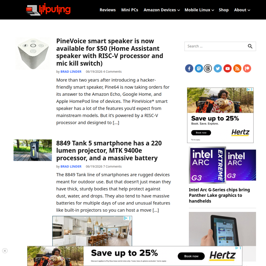 liliputing.com homepage screenshot