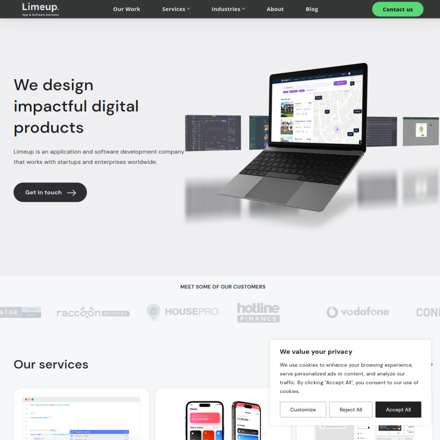 limeup.io homepage screenshot