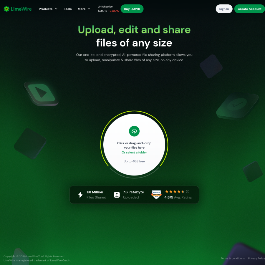 limewire.com homepage screenshot