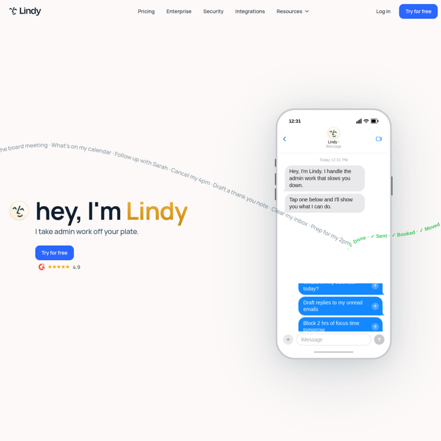 lindy.ai homepage screenshot