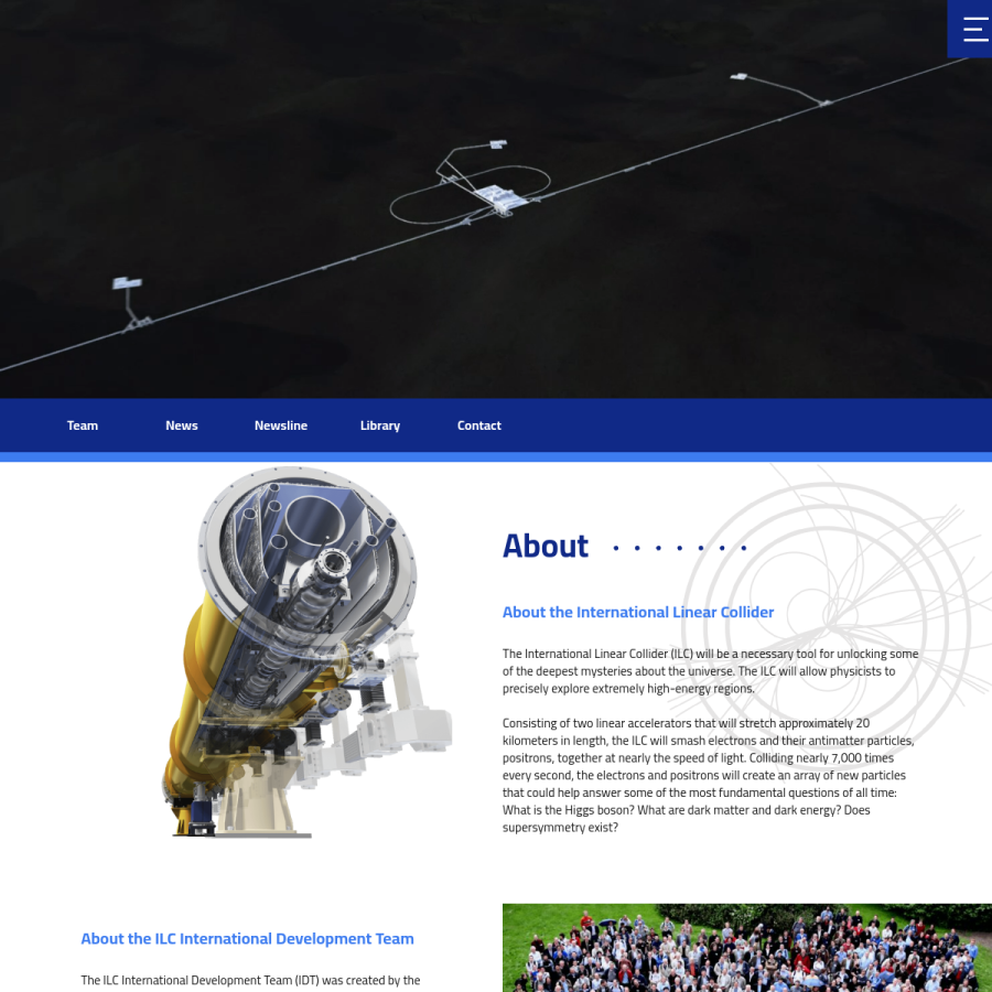 linearcollider.org homepage screenshot