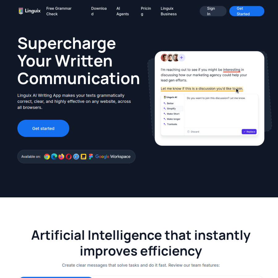 linguix.com homepage screenshot