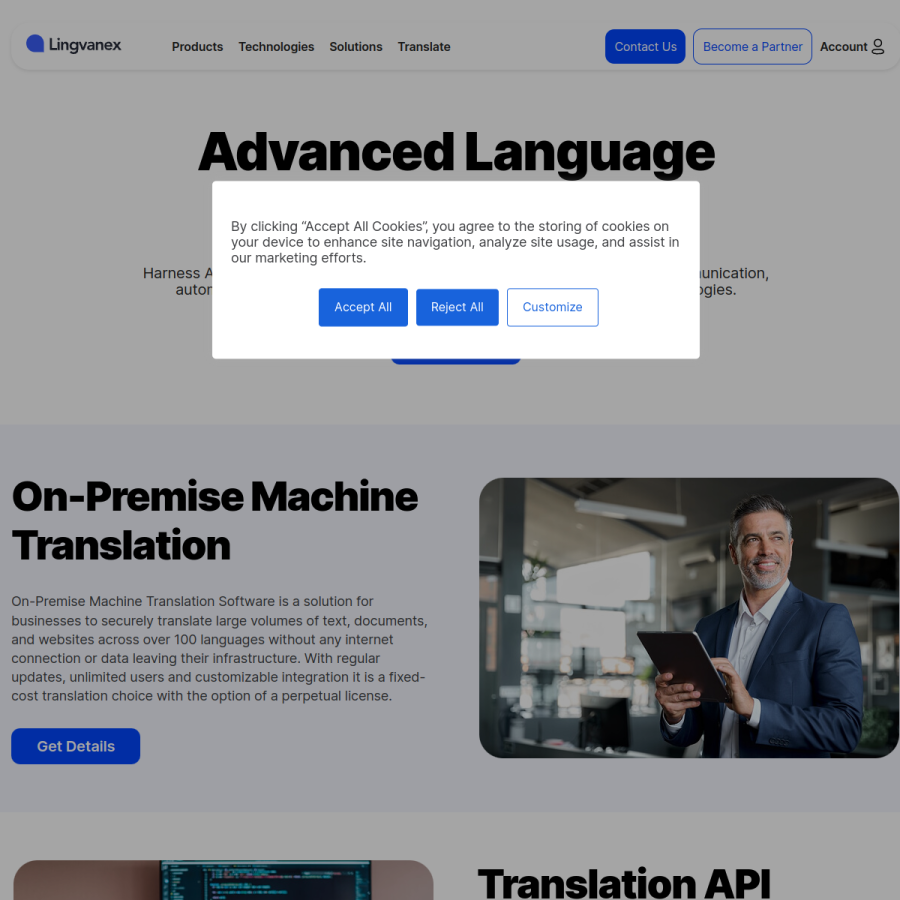 lingvanex.com homepage screenshot