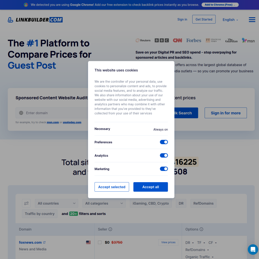 linkbuilder.com homepage screenshot