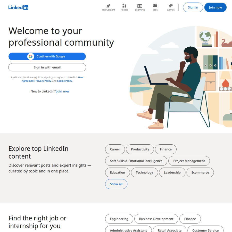 linkedin.com homepage screenshot