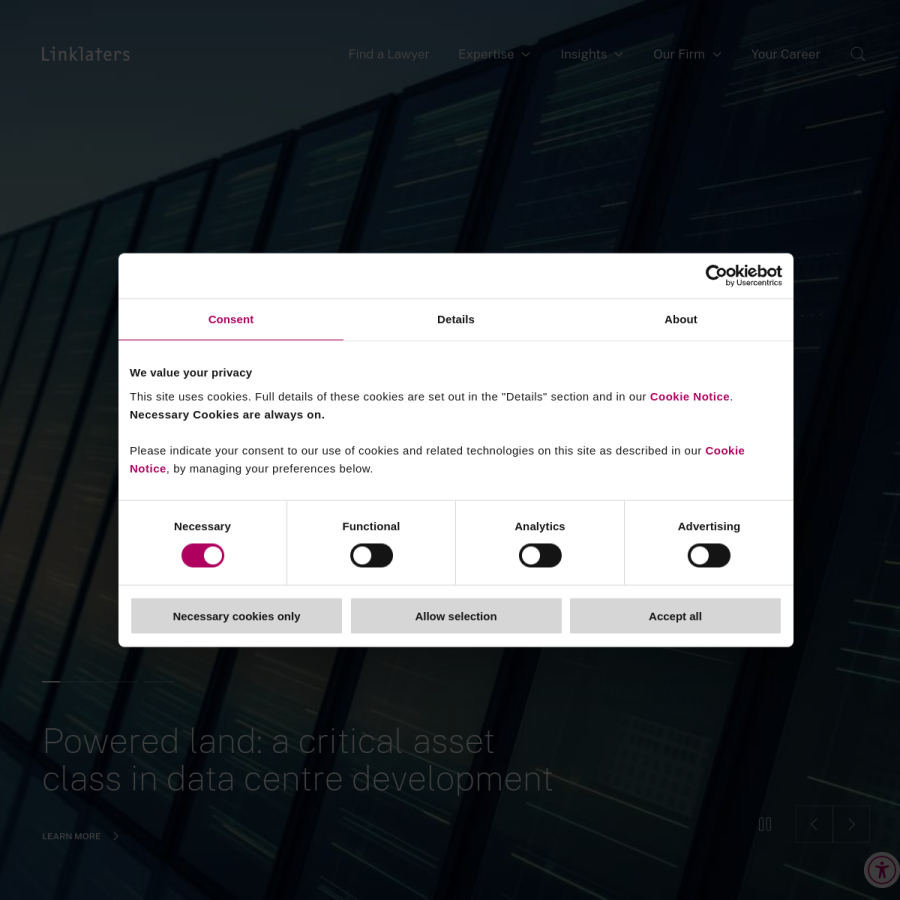 linklaters.com homepage screenshot