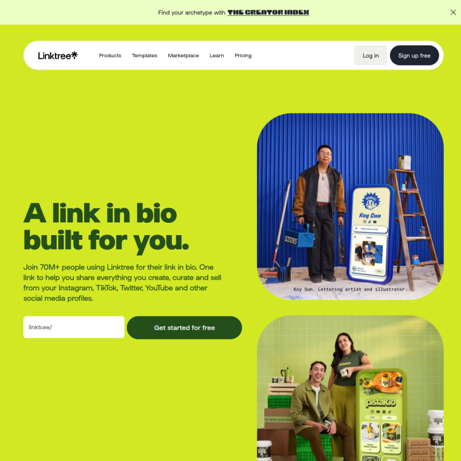 linktr.ee homepage screenshot