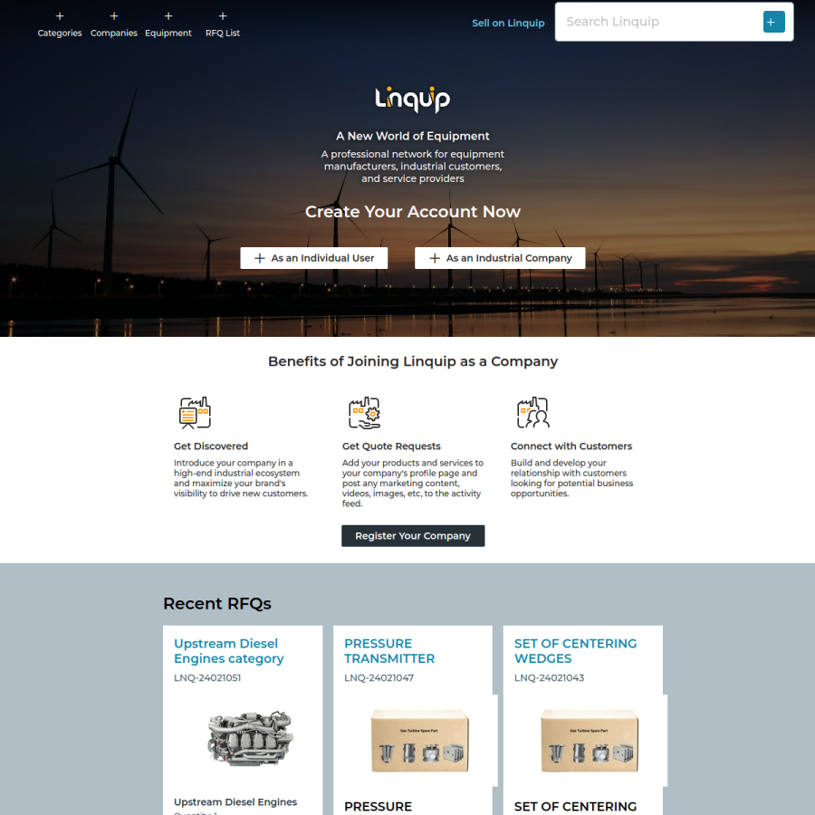 linquip.com homepage screenshot