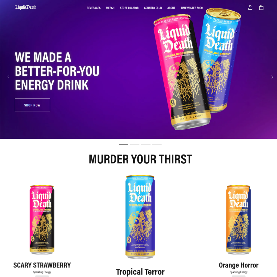 liquiddeath.com homepage screenshot