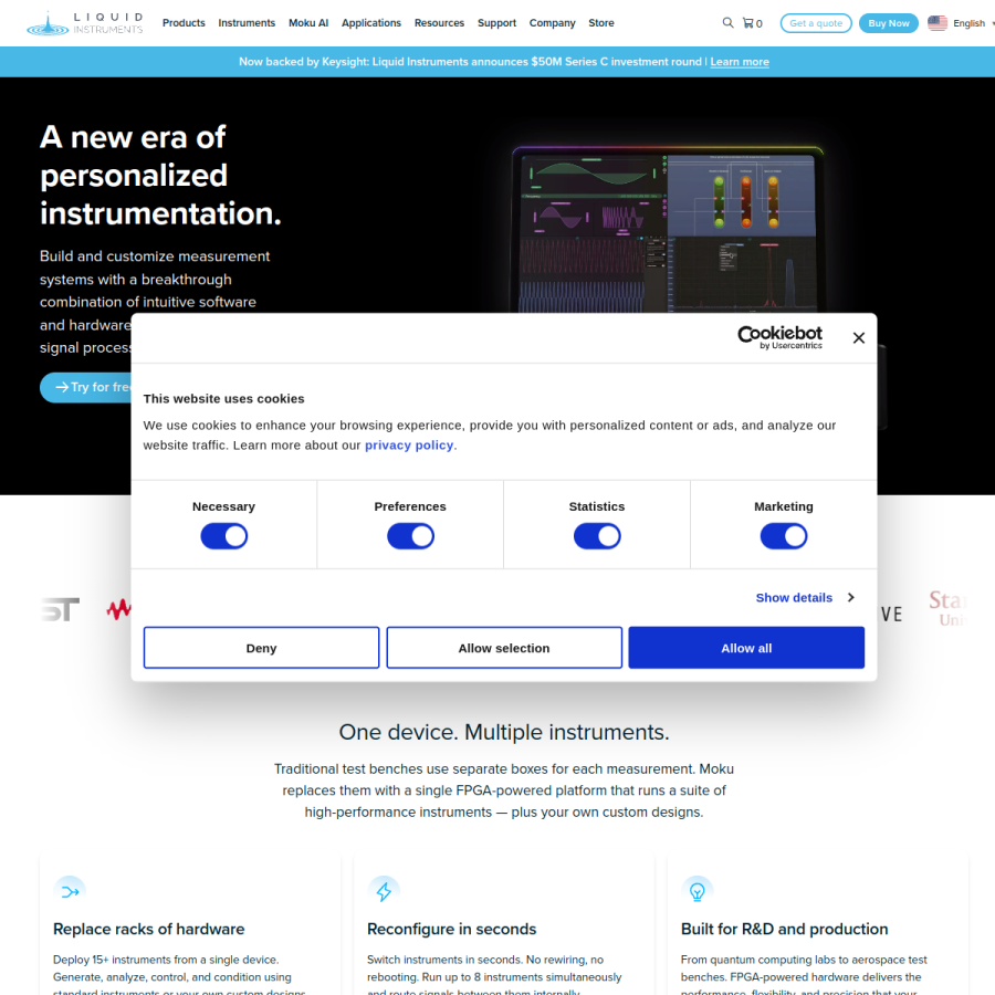 liquidinstruments.com homepage screenshot