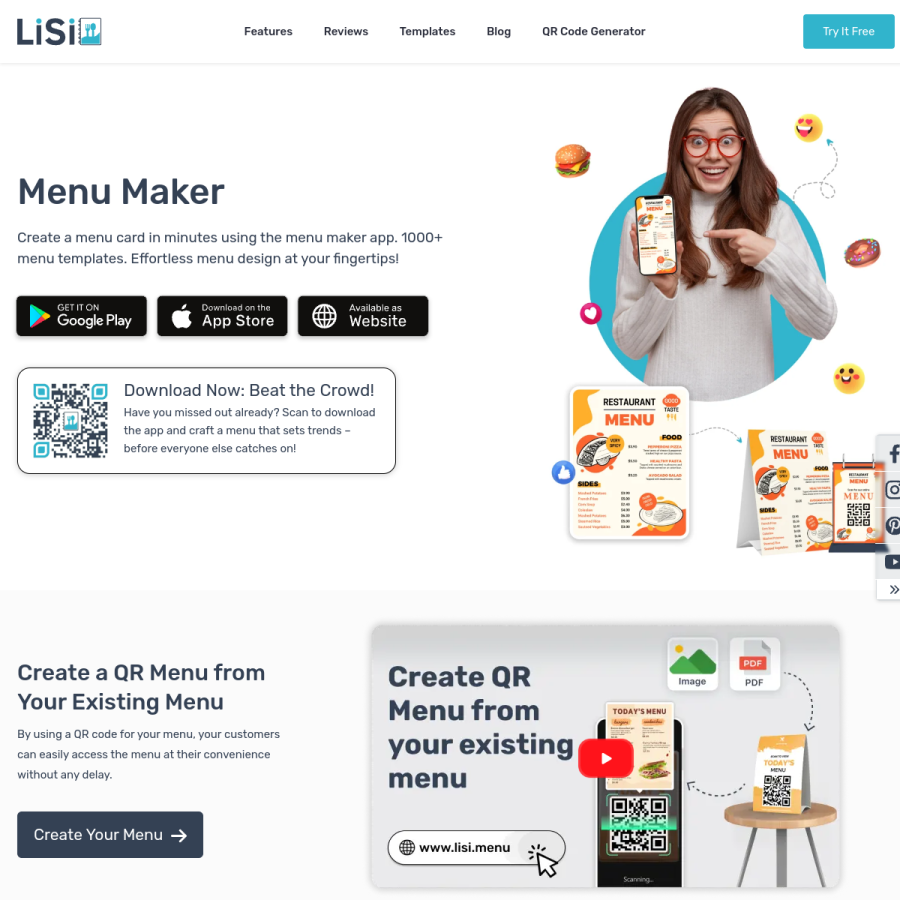 lisi.menu homepage screenshot