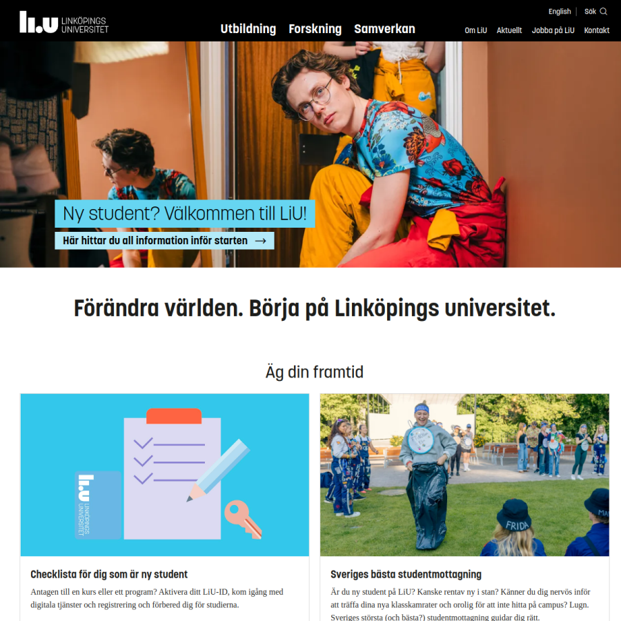 liu.se homepage screenshot