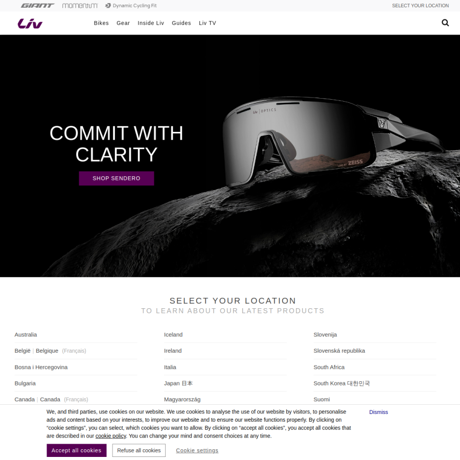 liv-cycling.com homepage screenshot