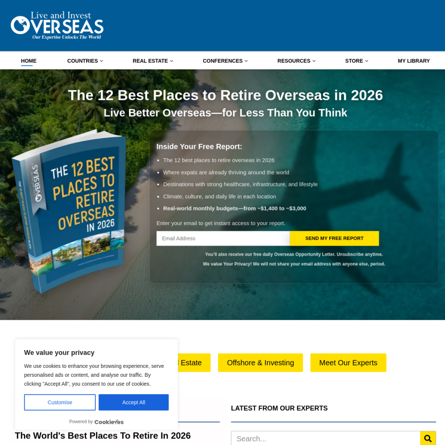 liveandinvestoverseas.com homepage screenshot