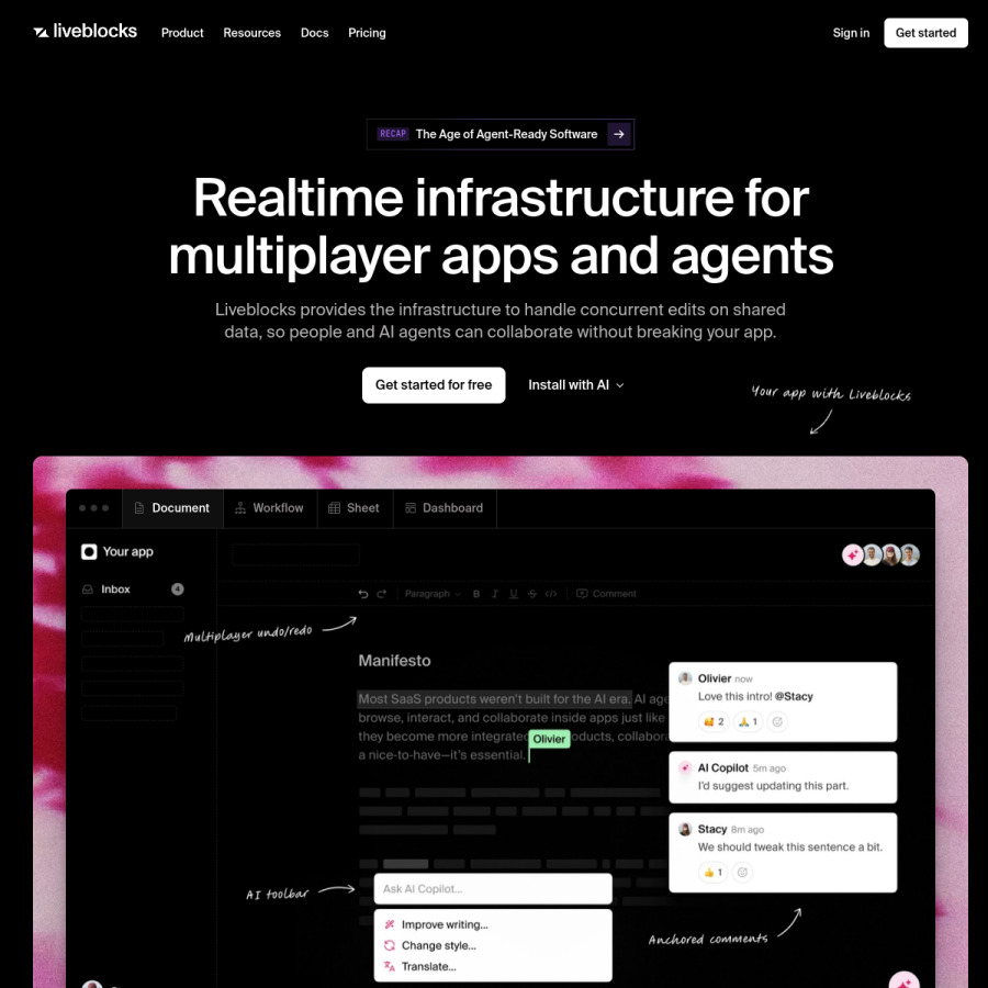 liveblocks.io homepage screenshot