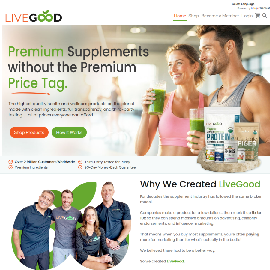 livegood.com homepage screenshot