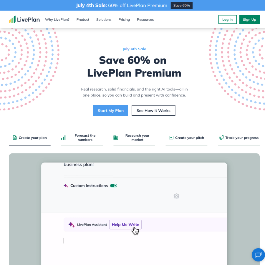 liveplan.com homepage screenshot