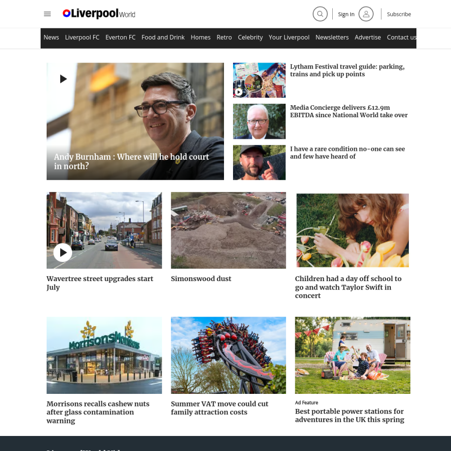 liverpoolworld.uk homepage screenshot