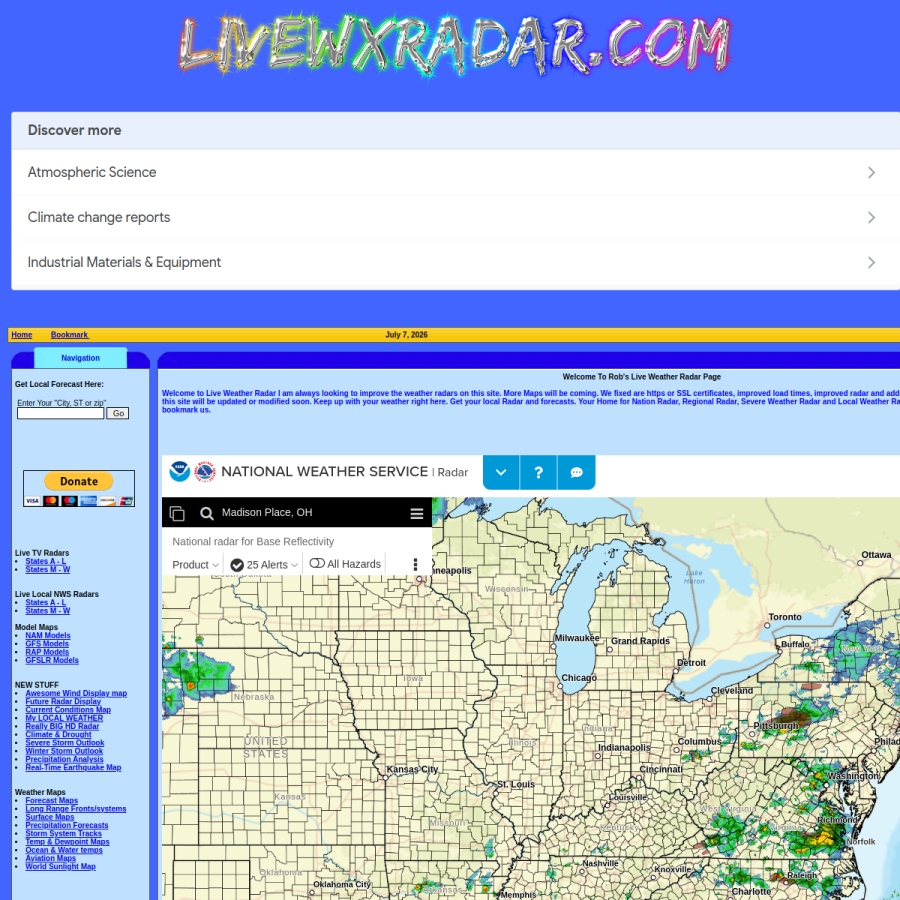 livewxradar.com homepage screenshot