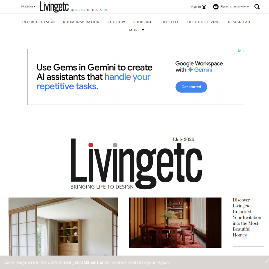 livingetc.com homepage screenshot