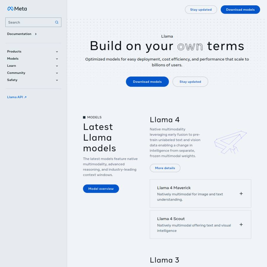 llama.com homepage screenshot