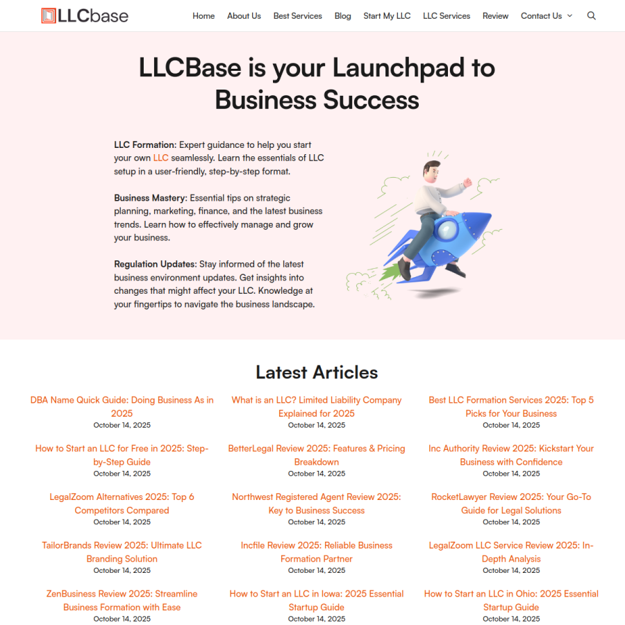 llcbase.com homepage screenshot