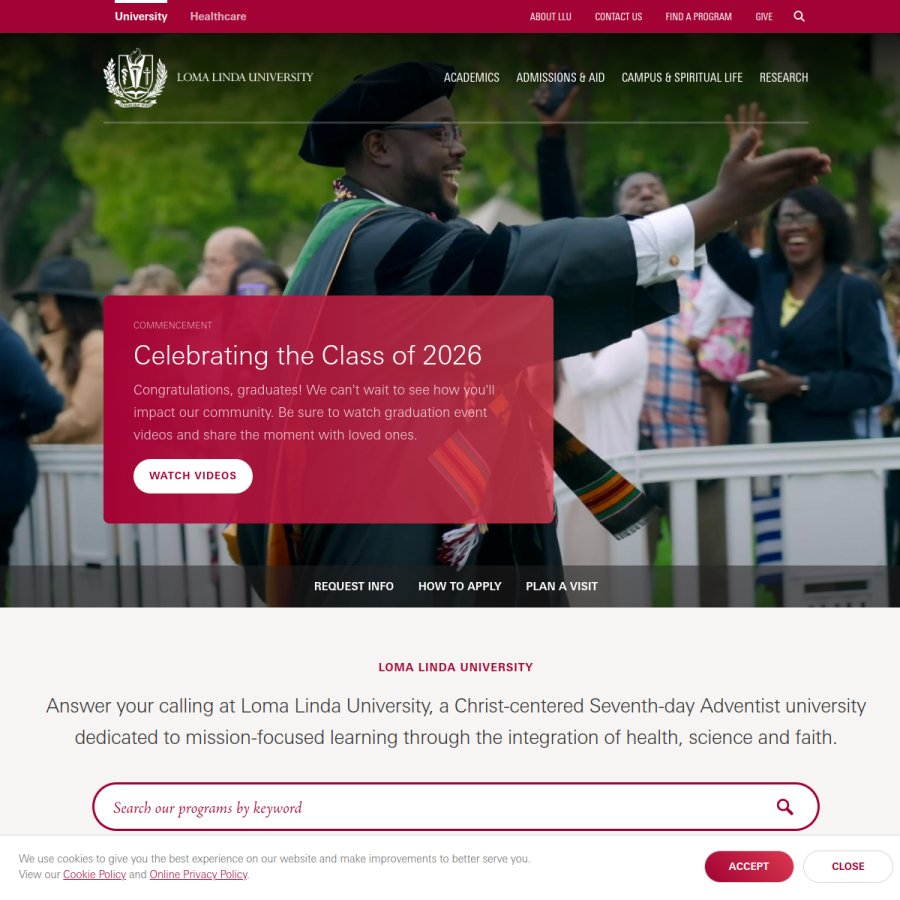 llu.edu homepage screenshot