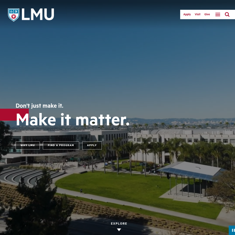 lmu.edu homepage screenshot