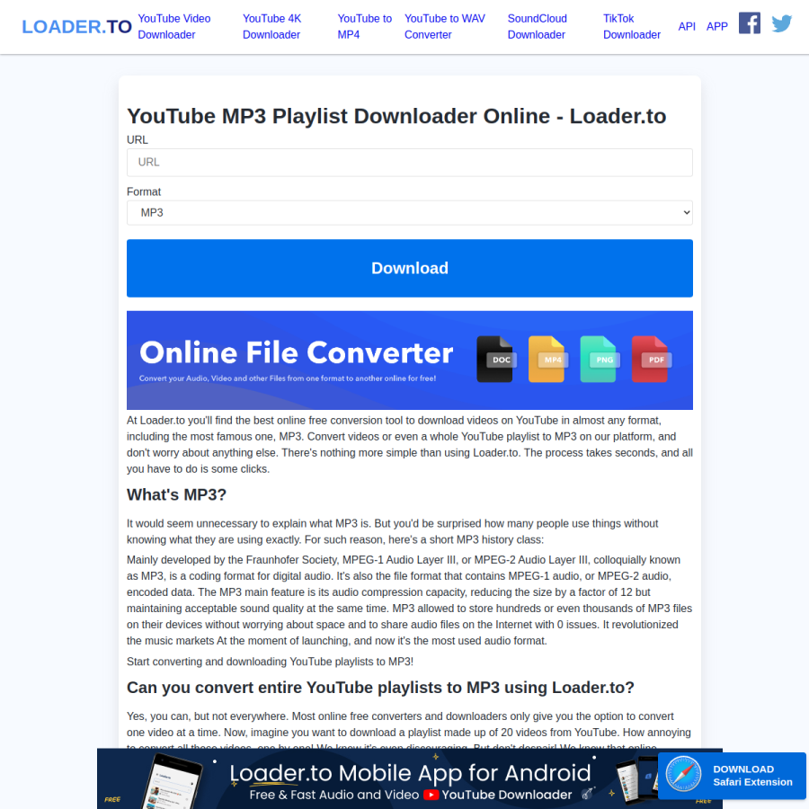 loader.to homepage screenshot