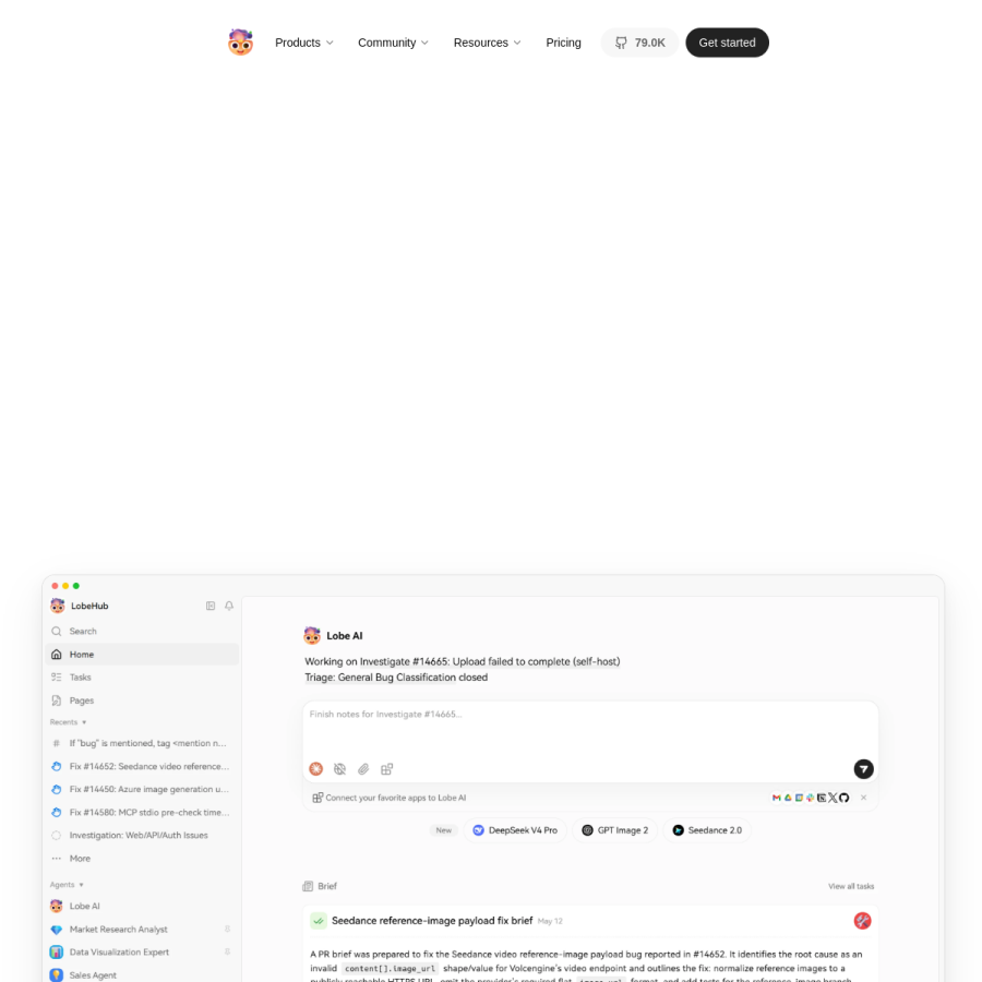 lobehub.com homepage screenshot