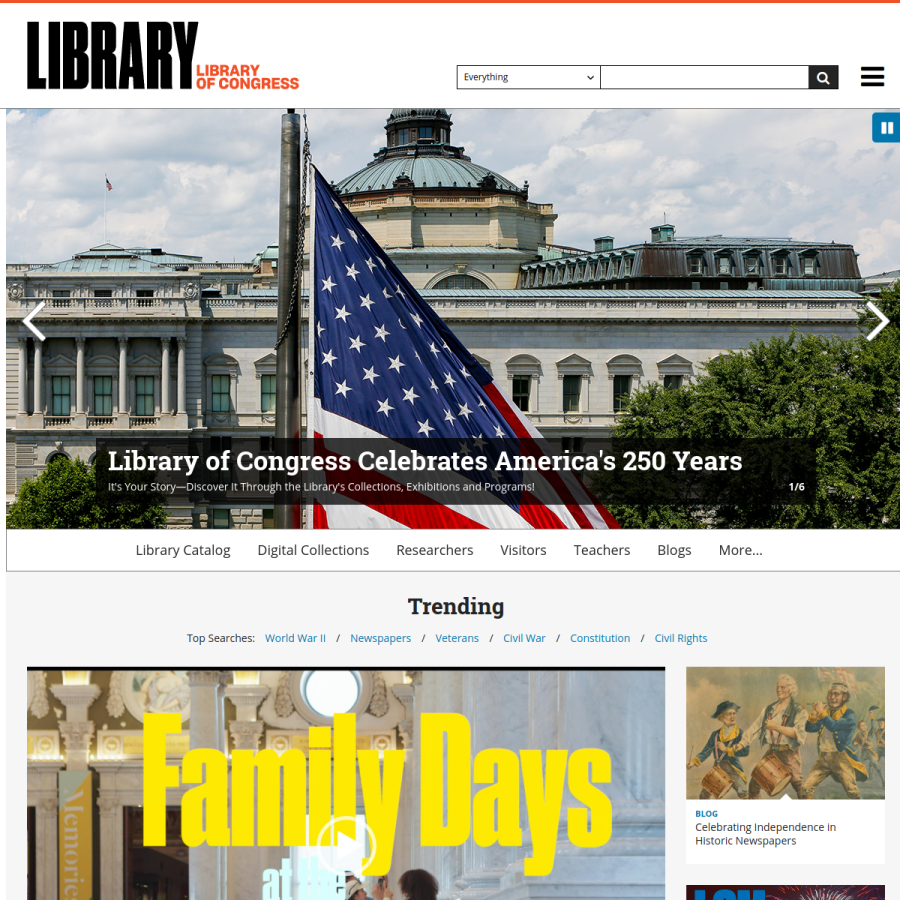 loc.gov homepage screenshot