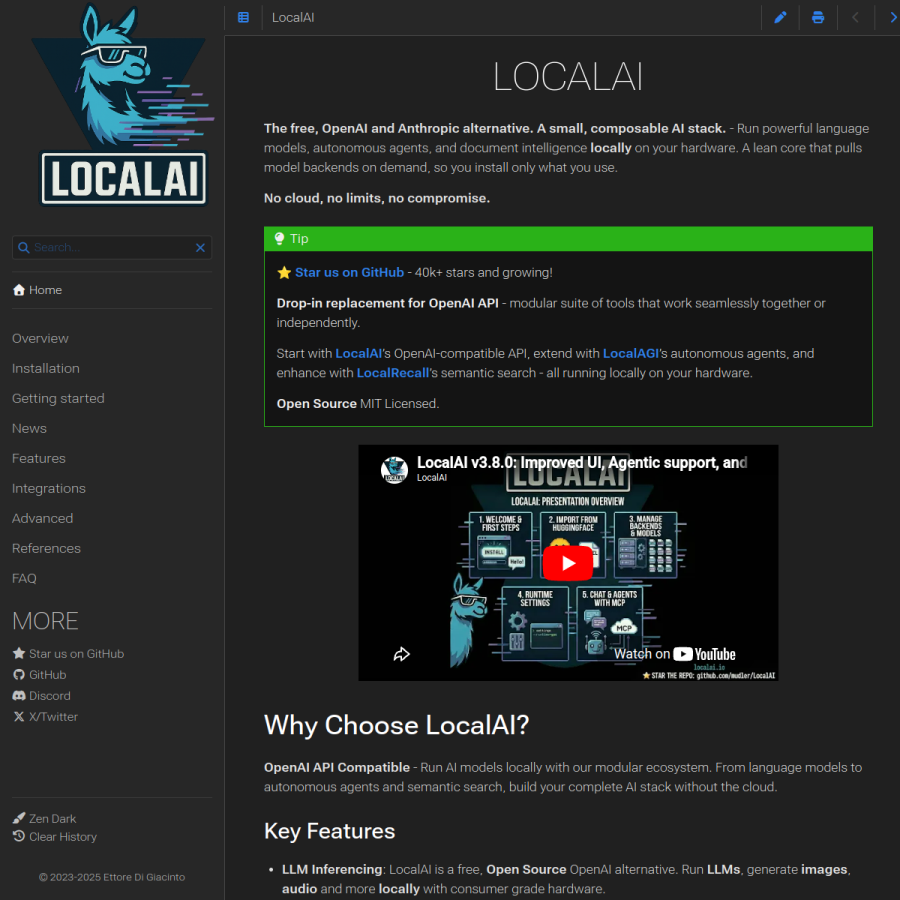 localai.io homepage screenshot