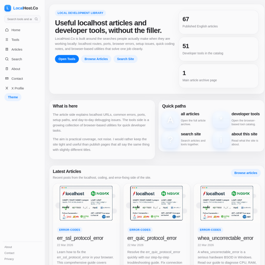 localhost.co homepage screenshot