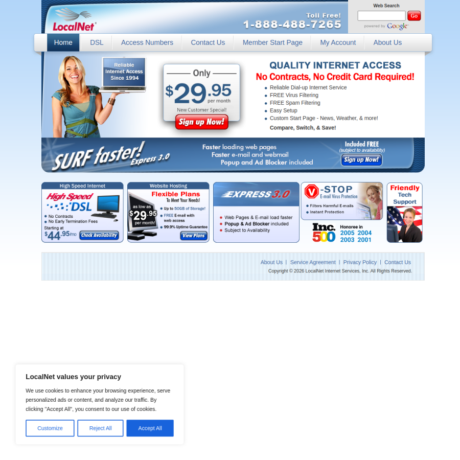 localnet.com homepage screenshot