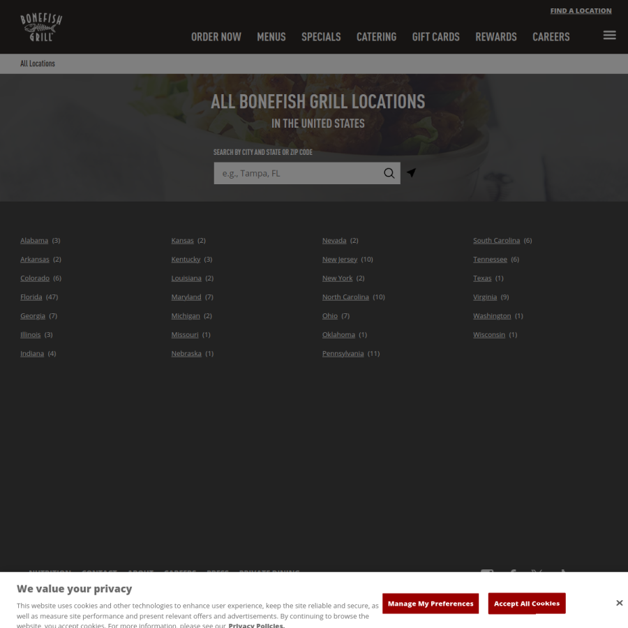locations.bonefishgrill.com homepage screenshot