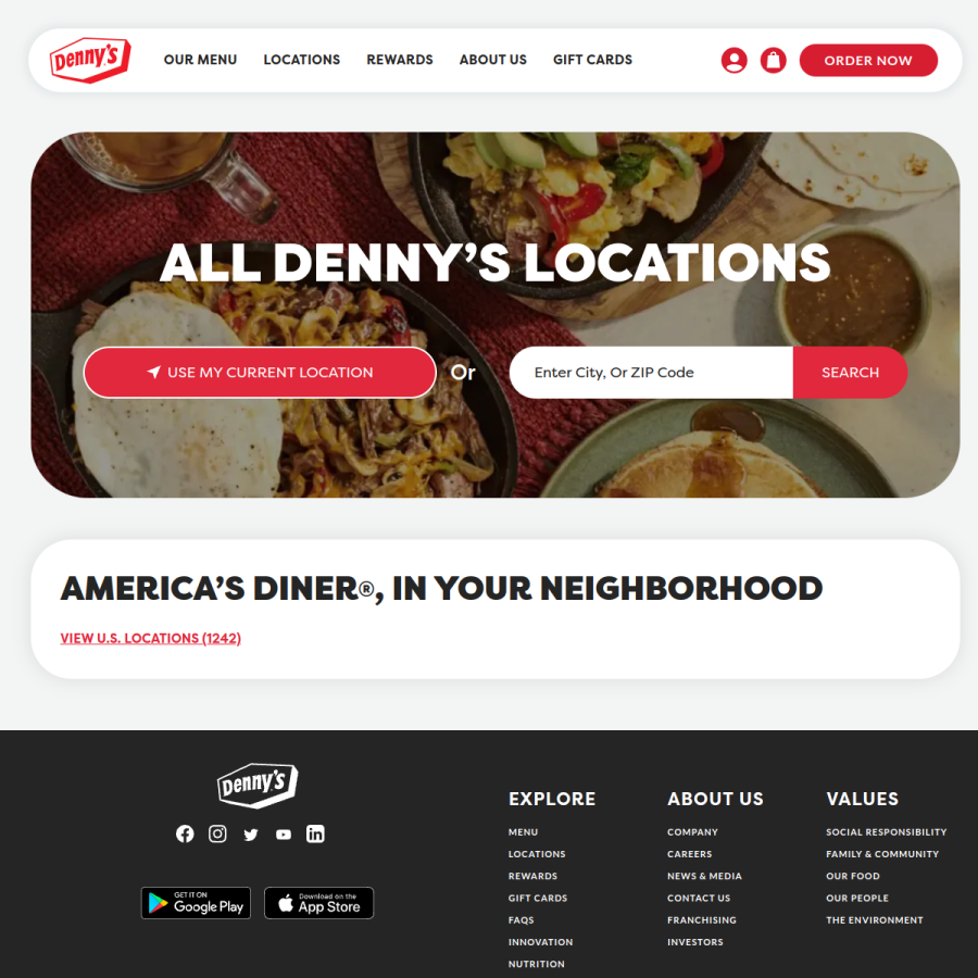 locations.dennys.com homepage screenshot