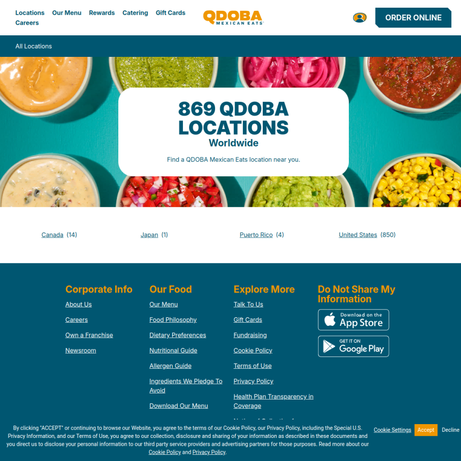 locations.qdoba.com homepage screenshot