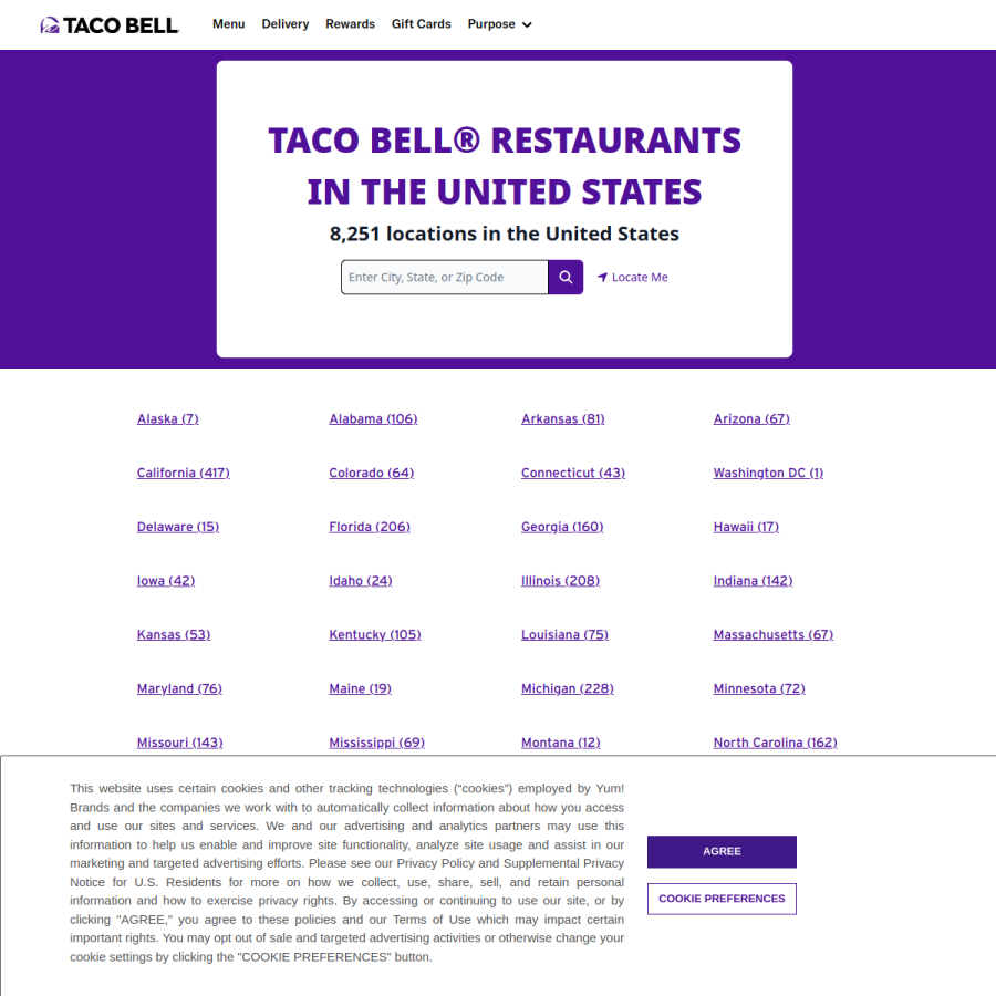 locations.tacobell.com homepage screenshot