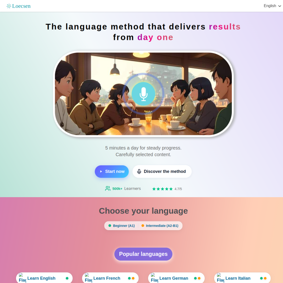 loecsen.com homepage screenshot