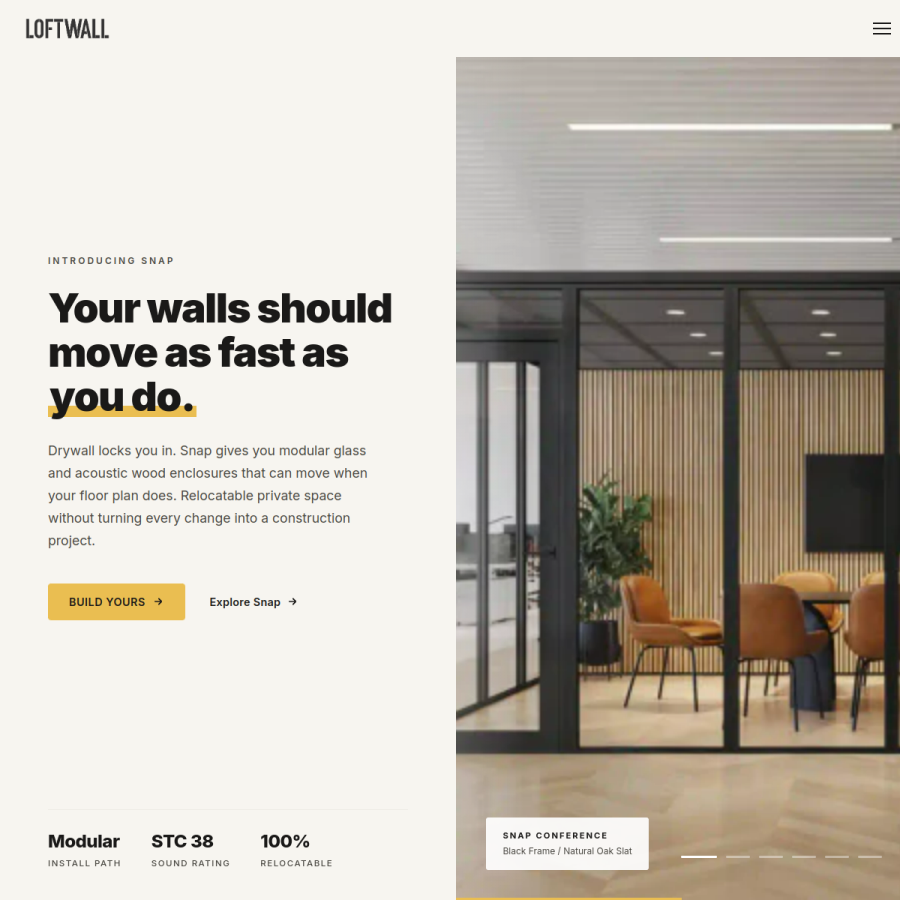 loftwall.com homepage screenshot