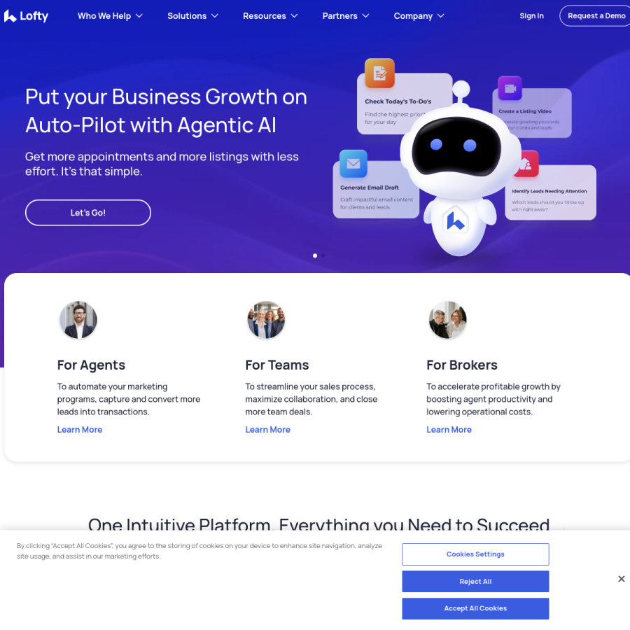 lofty.com homepage screenshot