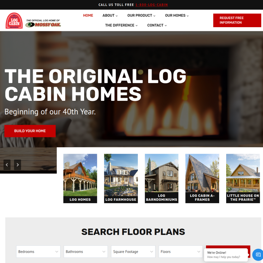 logcabinhomes.com homepage screenshot
