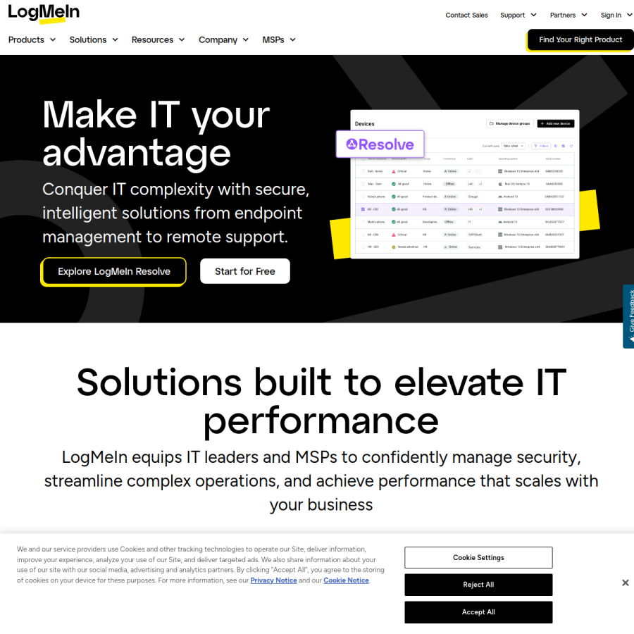 logmein.com homepage screenshot