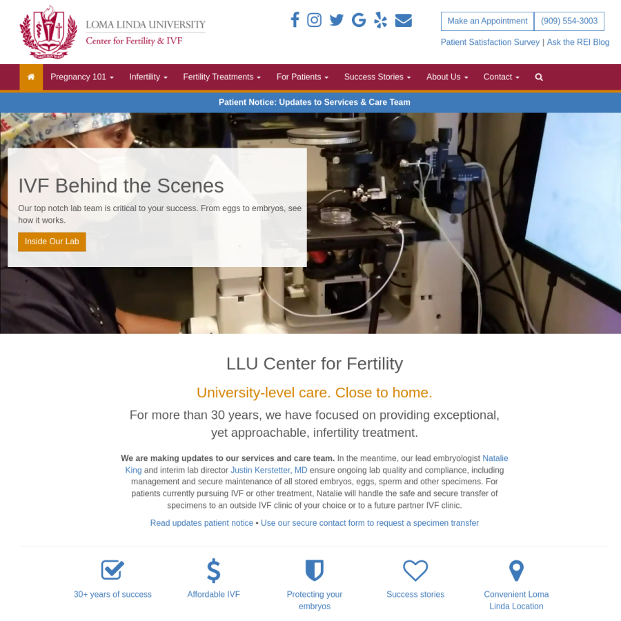 lomalindafertility.com homepage screenshot