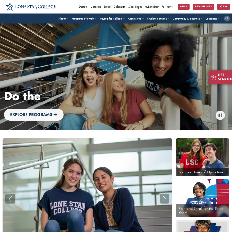 lonestar.edu homepage screenshot