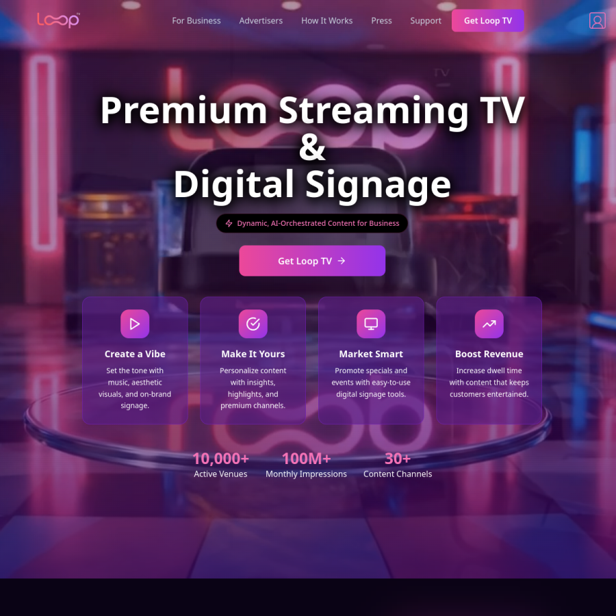 loop.tv homepage screenshot